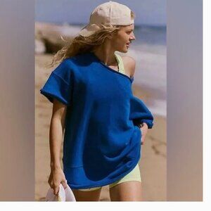 NWOT Free People X FP Movement Cruise Sweatshirt In Stellar Blue  Super Oversize